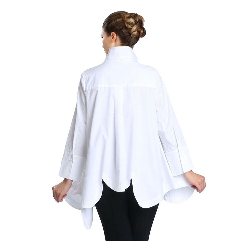 IC Collection Scalloped Cotton Blouse in White - 2585B-WT - Sizes S & M Only!
