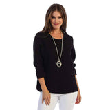 Essential Fall Waffle-Knit Top in Black - C519-BLK