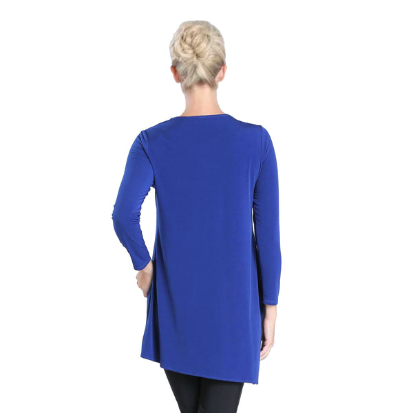 IC Collection V-Neck Drape Front Tunic in Blue - 3878T-BLU