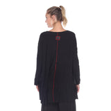Textured Tunic W/ Pockets in Black/Grey - 2754-BLK