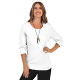 Essential Fall Waffle-Knit Top in White - C519-WHT