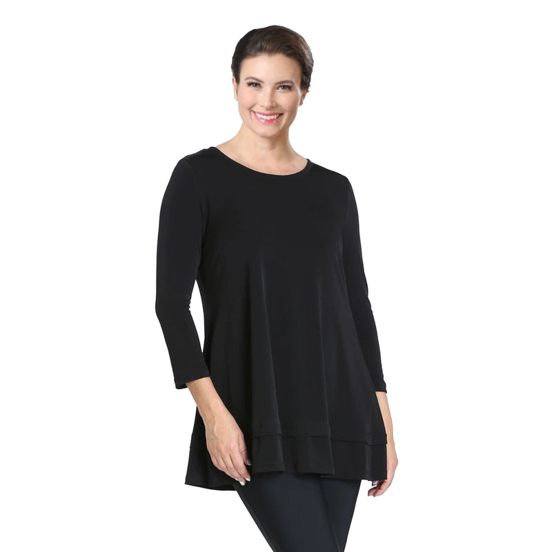 IC Collection Stretch Knit Basic Tunic in Black - 1484-BLK