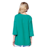 Focus Fashion V-Neck Bell Sleeve Tunic in Atlantic Teal - LW102-ATL - Size S Only