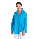 Swing Pocket Shirt with High-Low Hem in Turquoise - 3778B-TQ