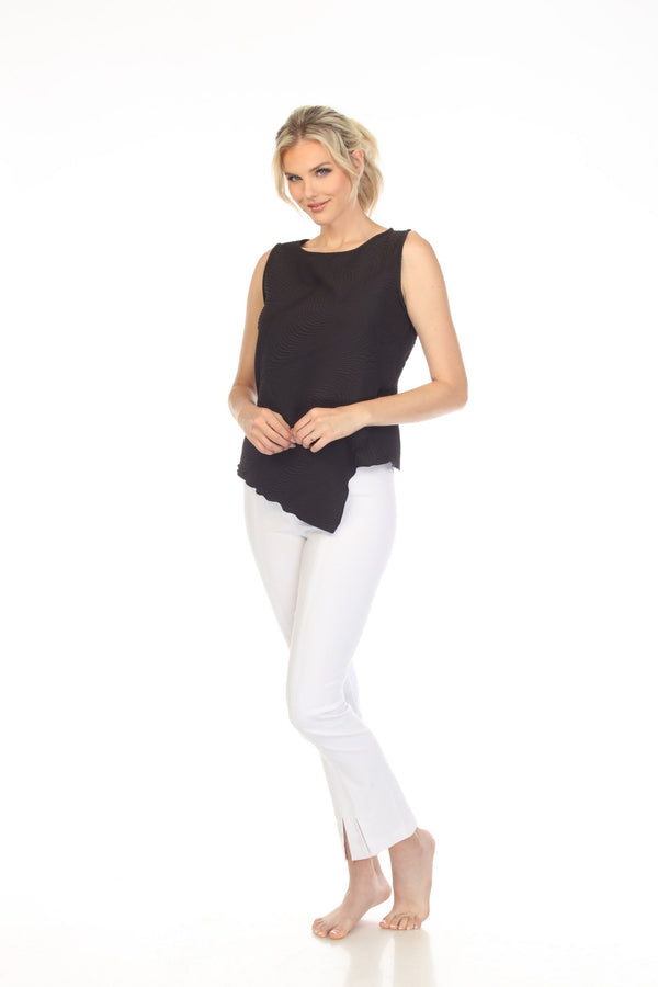 IC Collection Textured Asymmetric Sleeveless Top in Black - 5743T
