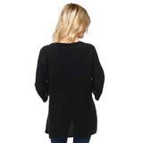 Lightweight V-Neck Waffle Tunic in Black - LW102-BK