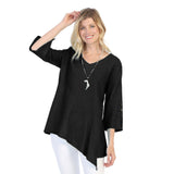 Lightweight V-Neck Waffle Tunic in Black - LW102-BK