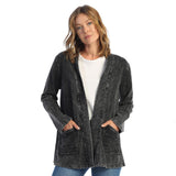 Mineral Washed Open Cardigan With Contrast Patch Pockets - M90