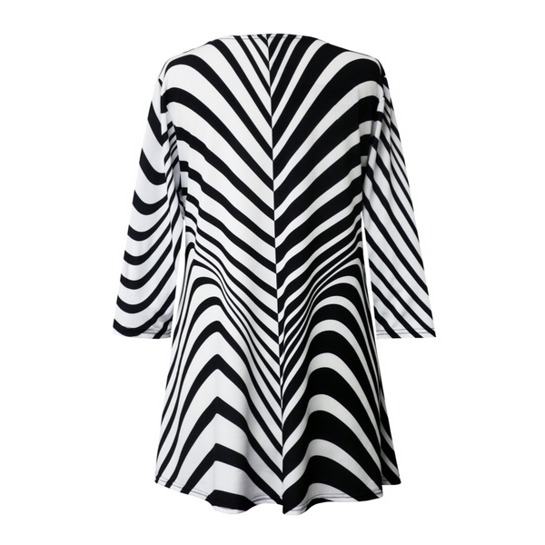 Valentina Zebra-Print V-Neck Tunic in Black/White - 21238 - Size 1X Only!