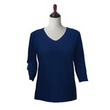 Hi-Low V-Neck Top in Navy - 15296-NVY - Size XL Only!