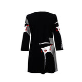 "Maggie" Print V-Neck Tunic in Black/White/Red - 19684-1