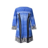 Valentina Signa "Blue Jean" Print V-Neck Tunic - 22688-TU