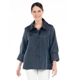 Shimmery Button Front Jacket in Pewter - 4741-PEW