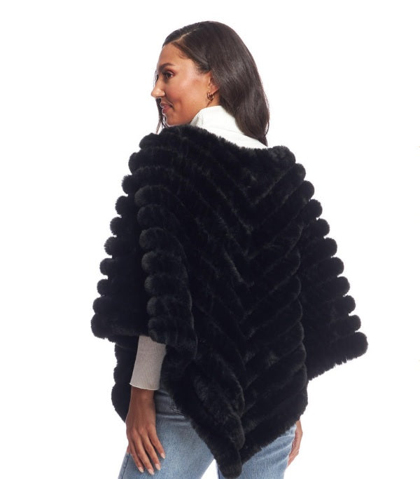 Donna Salyer's Faux-Fur Knitted Poncho in Black - 16166-BLK