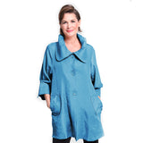 Solid Shimmery Button Down Swing Jacket in Sky Blue 200 -SB