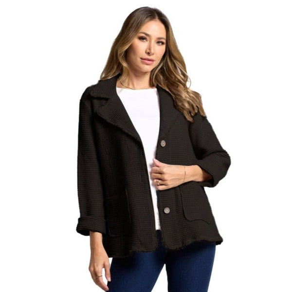 Focus Small Waffle Blazer Style Jacket in Black - SW222-BK - Size M Only!