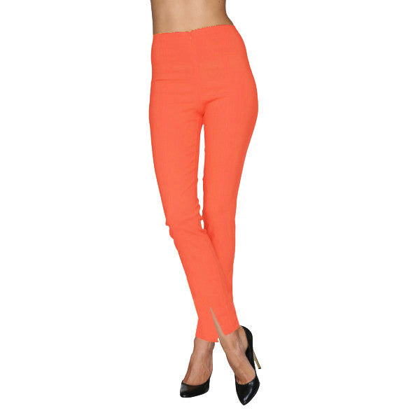 Mesmerize Pants with Front Ankle Slits and Front Zipper in Tangerine - MA21-TNG