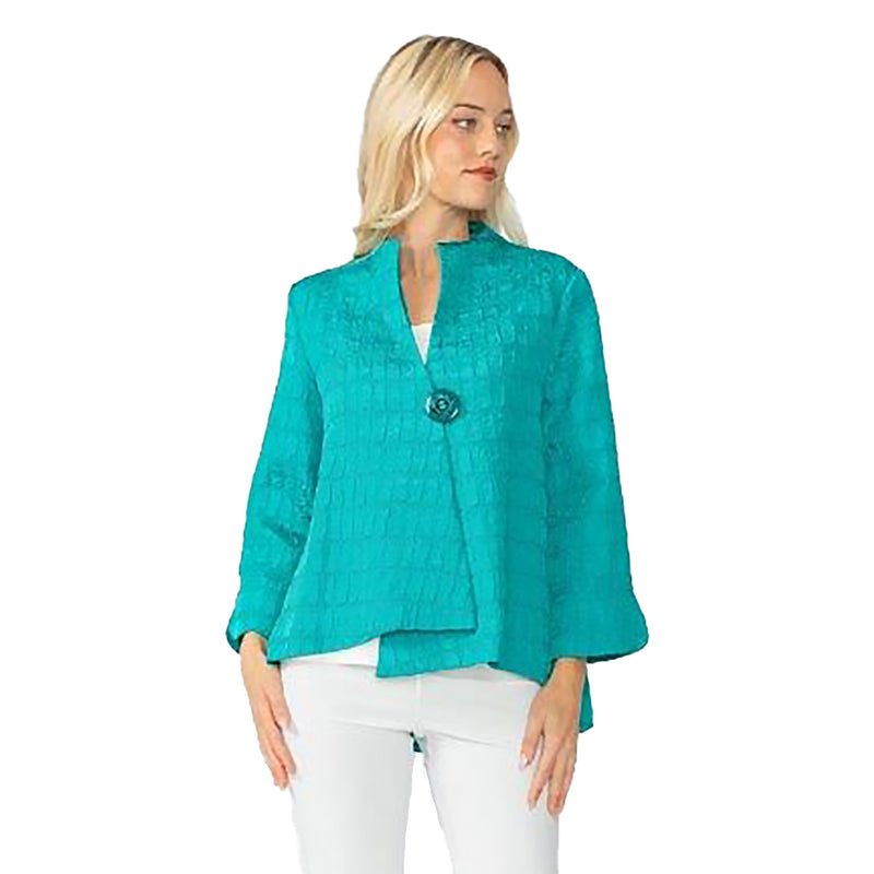 New Color! Textured Asymmetric Jacket in Teal - 6288J-TL