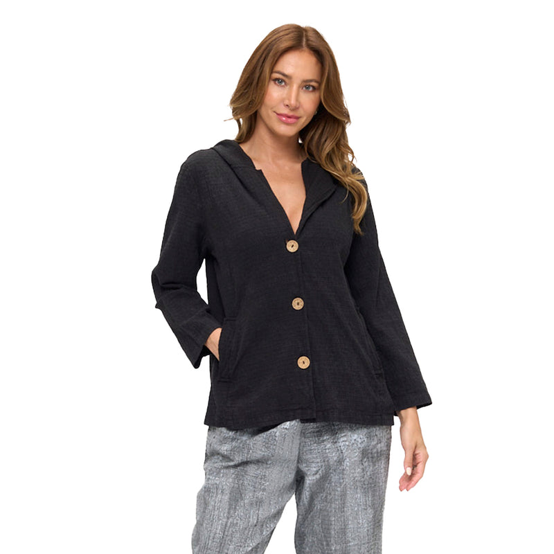 Textured Brush Dye Hoodie in Black - CS112-BLK