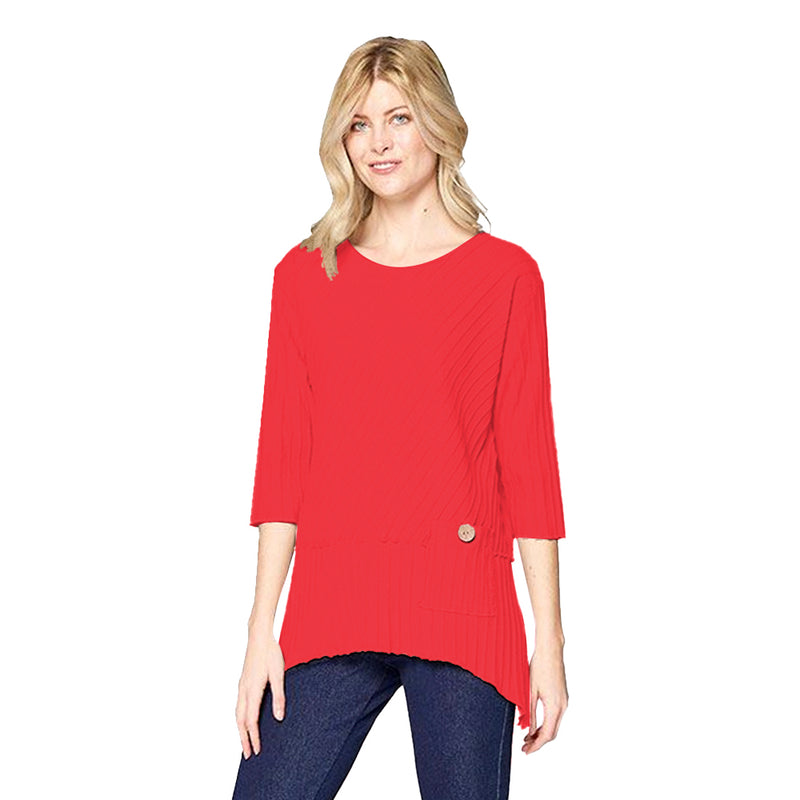 Lighter Weight Ribbed One-Pocket Tunic in Red - CS389-RD - Size S
