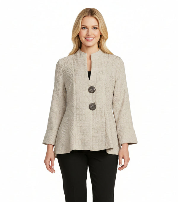 Textured Jacquard Fit & Flare Jacket in Champagne- 6293J-CHPH