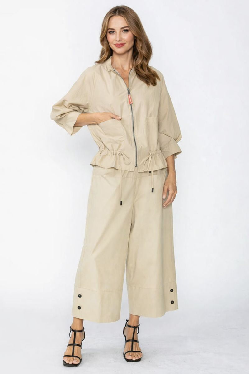 Modern Wide Leg Crop Pant in Khaki - C1069P
