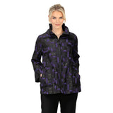Striking Grid Jacquard Jacket in Purple/Black - 7353J-PPL