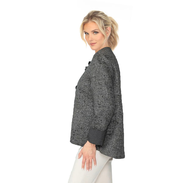 Metallic Charcoal & Black Textured Jacket - 6687J