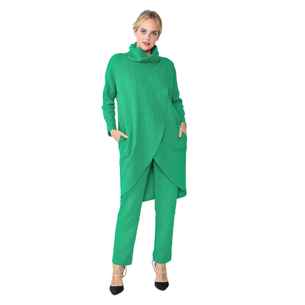 IC Collection Alphabet Textured Straight Leg Pant in Green - 4592P-GRN