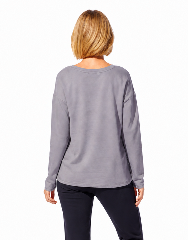 Fleece Floral Art Print Pullover in Fog - 44601 - Size M Only!