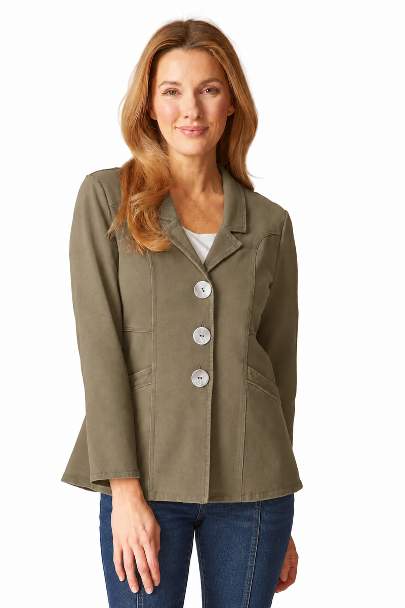 Stonewash Cotton Spandex Seamed Blazer - 31529