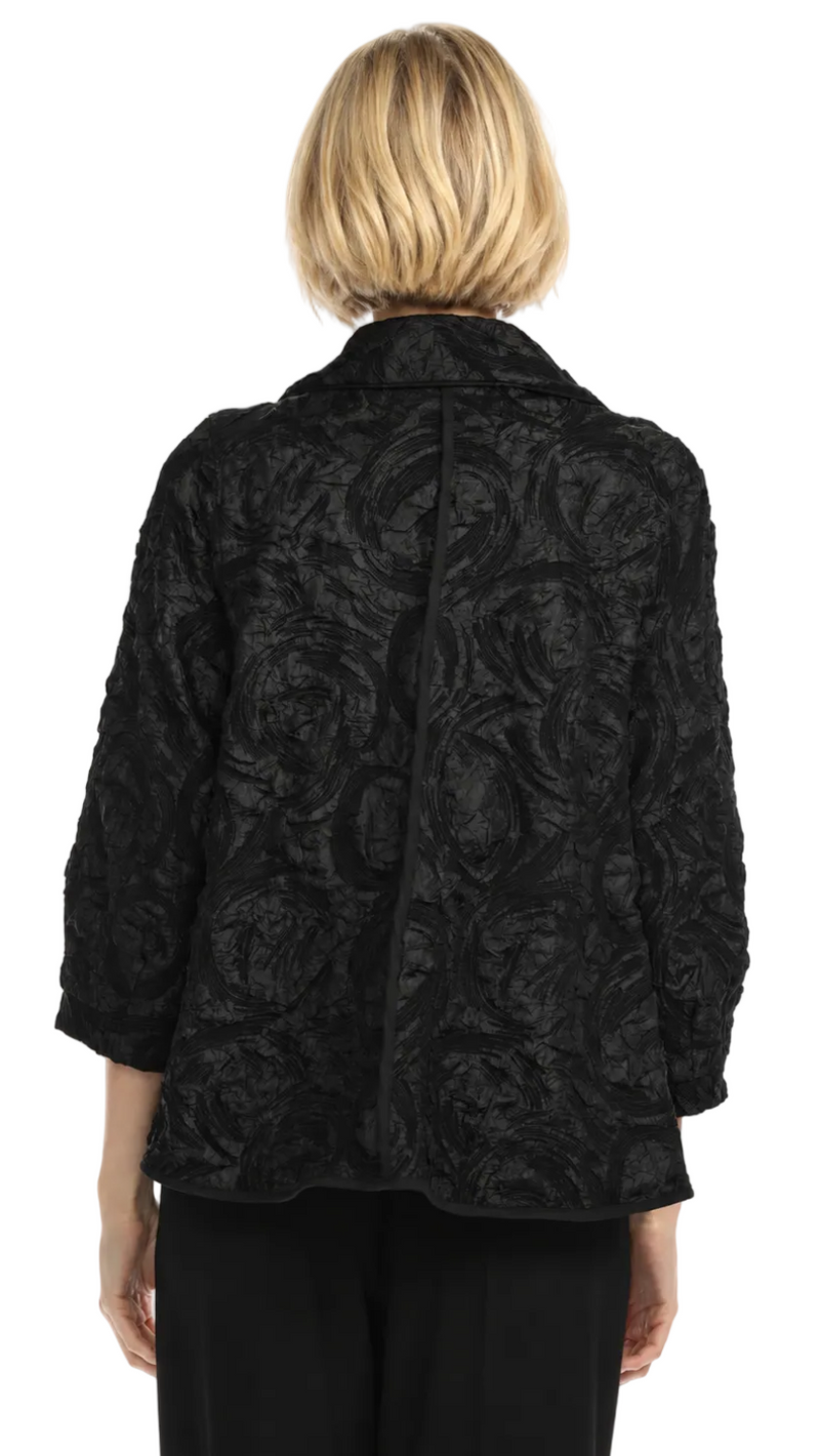 Just In! Dressy Jacquard High-Low Jacket in Black- 4207