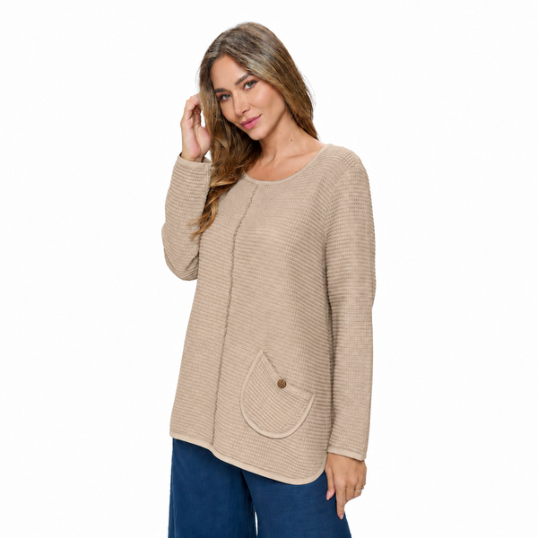 Waffle-Knit Cotton Tunic in Soy Latte - FW136-SL