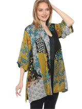 Flowing Floral-Print Open Front Kimono Jacket - 0917BMAB