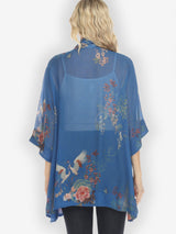 Petite Wisteria Blooms & Cranes Kimono Jacket - 0917WBCB