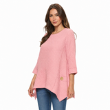 Soft Cotton Asymmetric Waffle Tunic - FW135-BLK