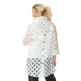 Just In! Polka-Dot Semi-Sheer Long Blouse in White - 7032J-WHT