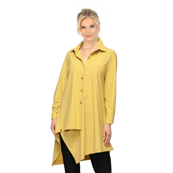 Long Asymmetric Tunic Shirt in Mustard - 7513B-MST