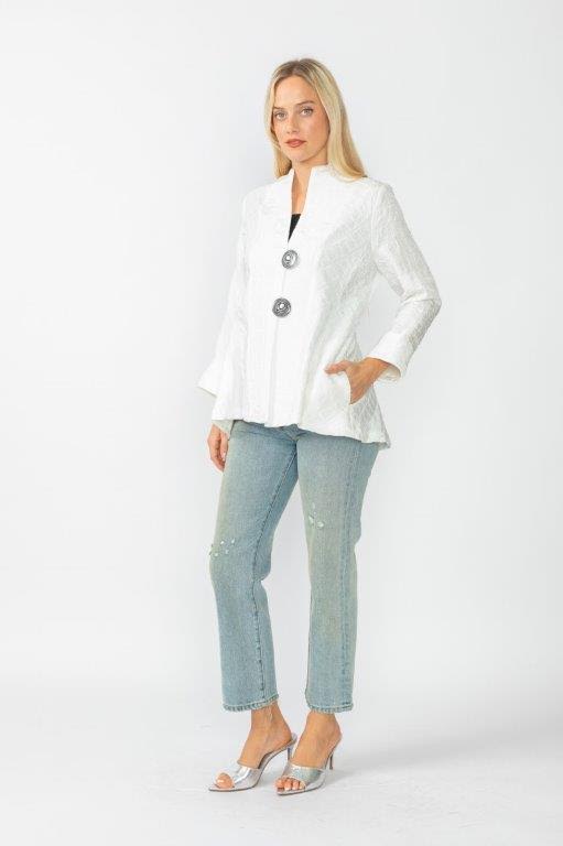 Textured Jacquard Jacket in White - 6293J-WHT