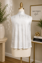 Textured Foil Sleeveless Top in Silver/White - 903T-SLV