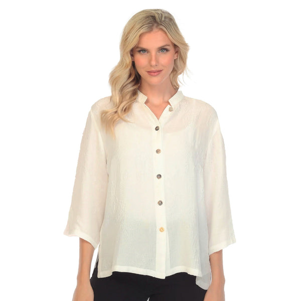 Citron Solid Silk Blend Blouse in White - 1213SSW