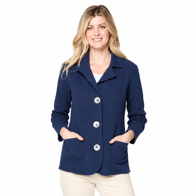 Textured Ribbed Cotton Blazer - ST401