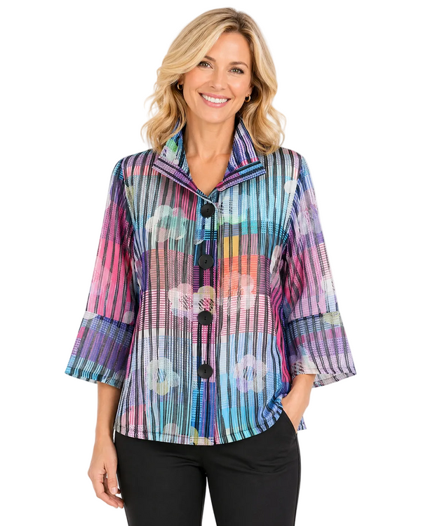 Lightweight Floral & Stripe Print Jacket - 5060