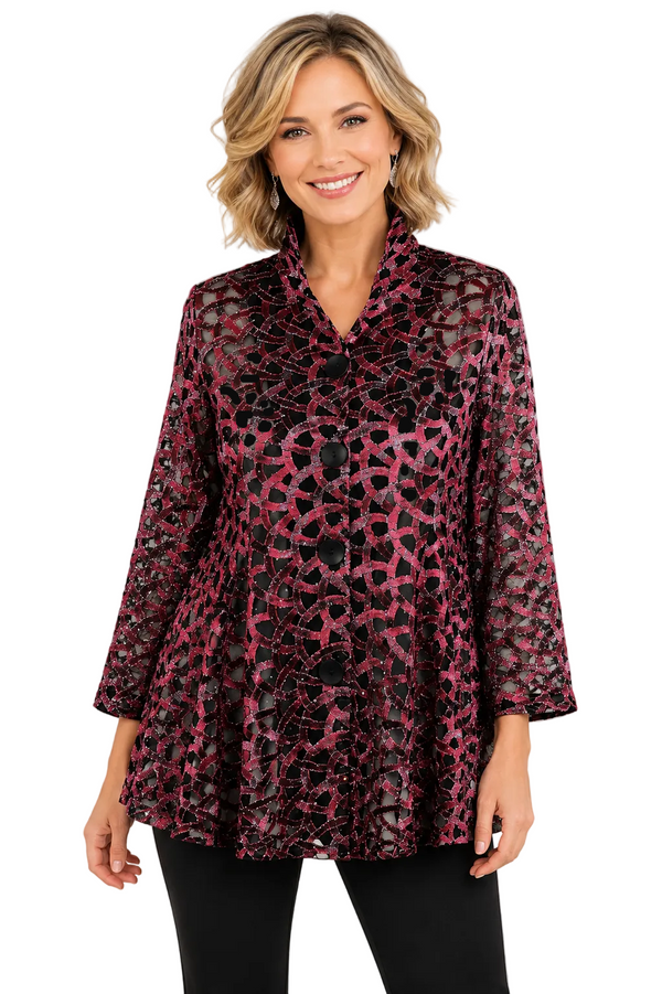 Soutache Ombré Jacket in Red - 300-RD - Sizes XS & XXL Only!