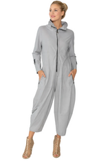 Zip-Front High Neck Jumpsuit in Grey - 3297JS-GRY