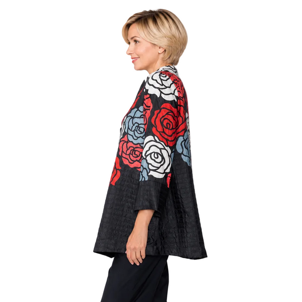 Just In! Textured Rose Garden Jacket in Red - C1202J-RD