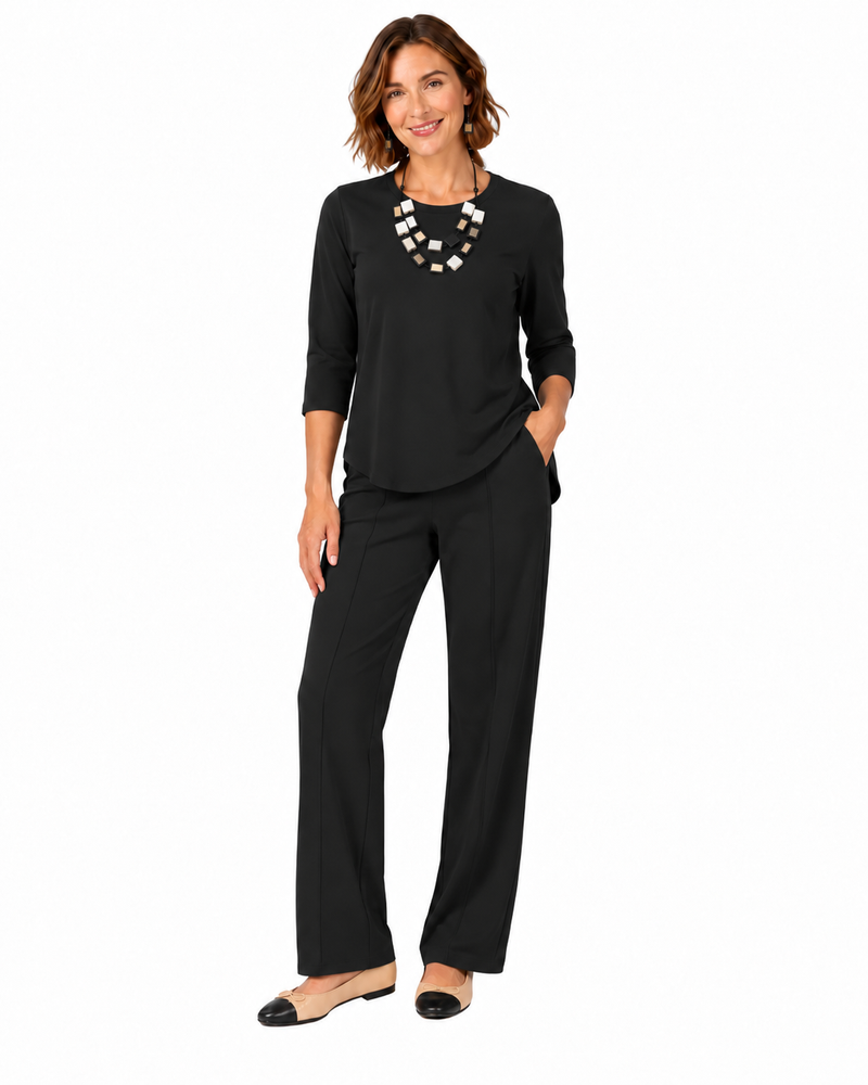 Soft Knit Pant Set in Black - ZIASET-BK
