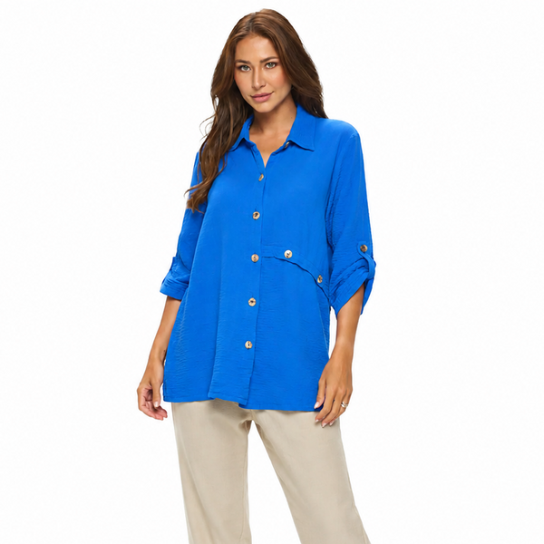 Double Gauze Button Front Tunic Shirt in Nautical - JG201-NTL