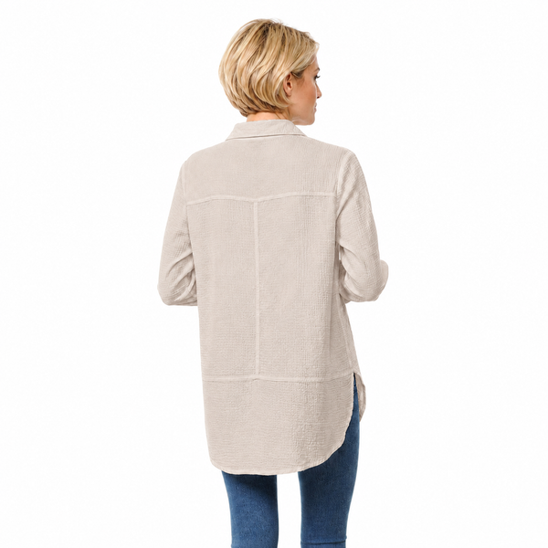 Lightweight Waffle Shirt Jacket in Flax - LW110-FLX