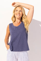 Textured Peruvian Cotton V-Neck Tank - 10014